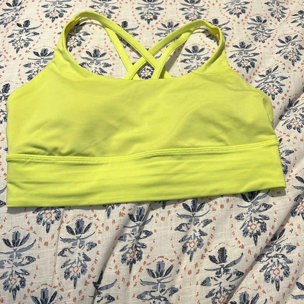 Like New Lululemon Energy Longline Bra, Electric Lemon size 8
